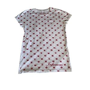 Infamous Y2K Retro print crew neck short sleeve tee graphic